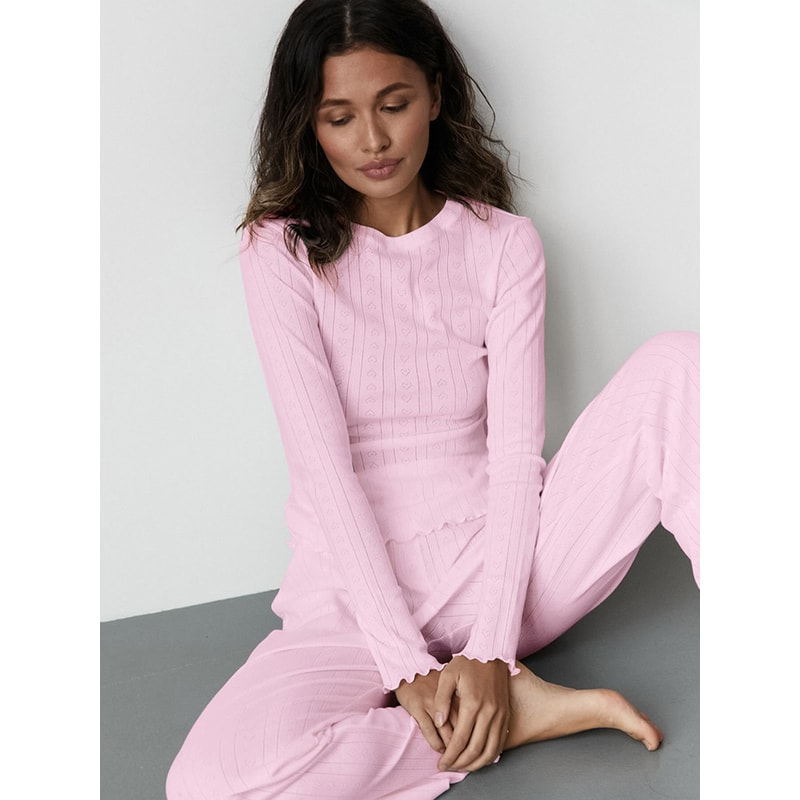 Comfortable Womens Home Clothes Mozuleva Love Jacquard Long Sleeved Pajamas Set 5