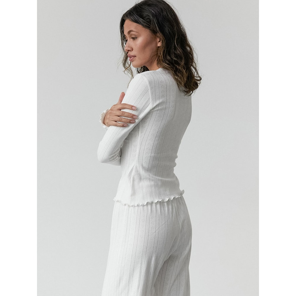 Comfortable Womens Home Clothes Mozuleva Love Jacquard Long Sleeved Pajamas Set 2