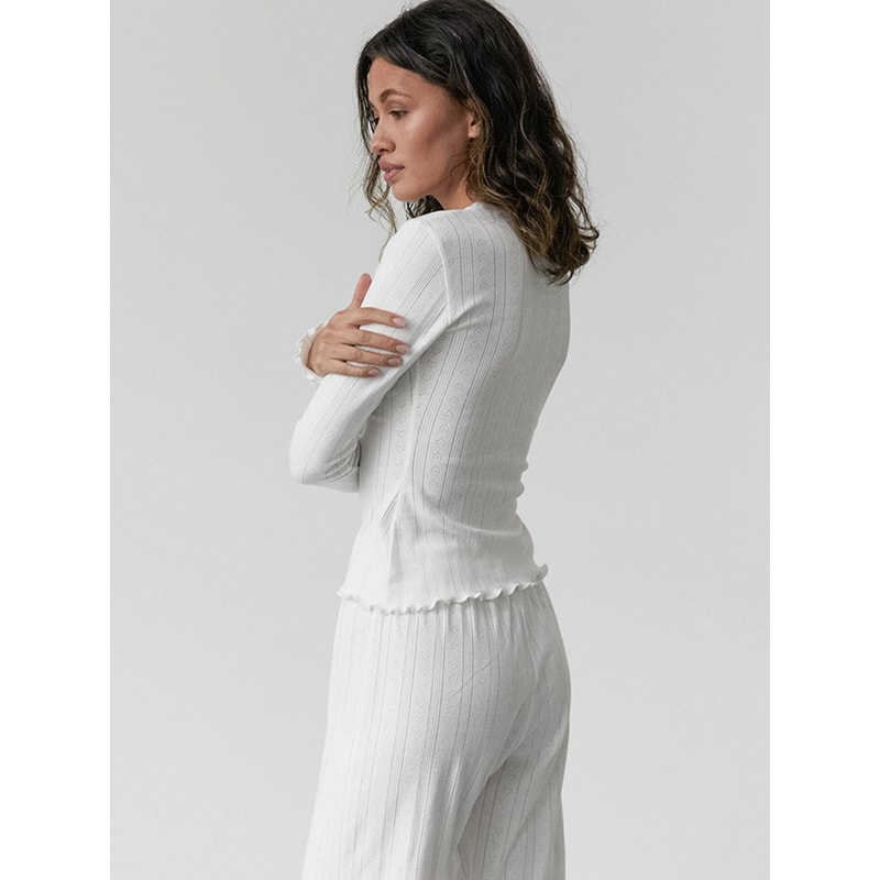 Comfortable Womens Home Clothes Mozuleva Love Jacquard Long Sleeved Pajamas Set 2