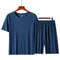 Men's Summer Pajama Set, Casual Printed Ice Silk T-Shirt, Modal Short-Sleeve Pajama Trousers