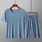 Men's Summer Pajama Set, Casual Printed Ice Silk T-Shirt, Modal Short-Sleeve Pajama Trousers
