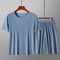 Men's Summer Pajama Set, Casual Printed Ice Silk T-Shirt, Modal Short-Sleeve Pajama Trousers