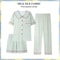 Ladies ThreePiece Pajamas Set ShortSleeved Plaid Senior Cardigan Simple Winter Sleepwear For Christ 1