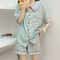 Ladies ThreePiece Pajamas Set ShortSleeved Plaid Senior Cardigan Simple Winter Sleepwear For Christ 0