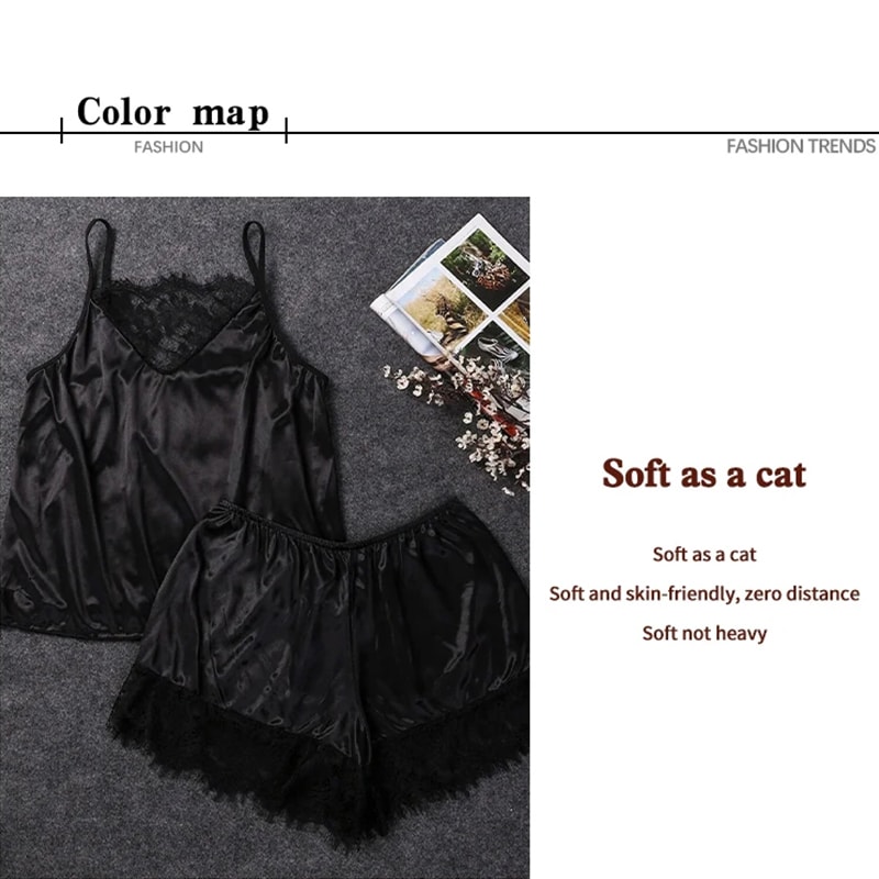 Sexy Lace Pajama Set, Strap Sleeveless Sleepwear for Women, Pijama Mujer, Short Lingerie Night Wear, Female Sleepwear