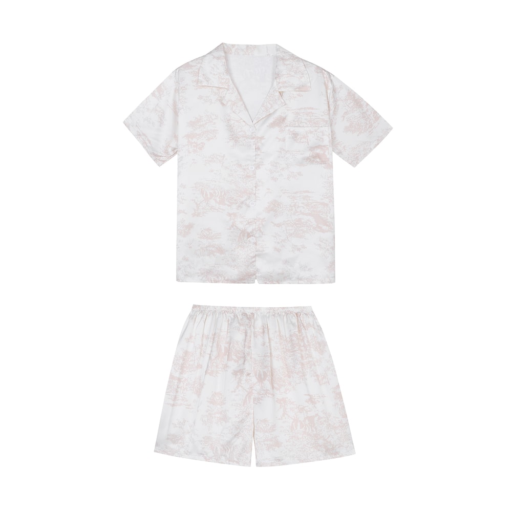 Womens Pink Cute Print Pajama Set Soft Comfy Button Top And Shorts Casual Loungewear Sleepwear Home 5