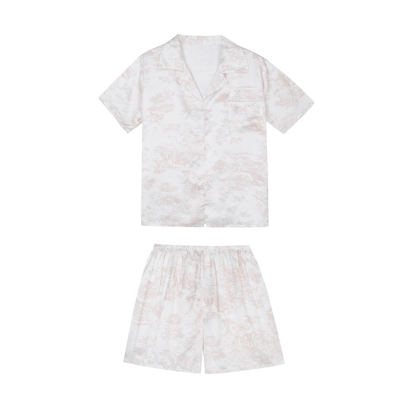 Womens Pink Cute Print Pajama Set Soft Comfy Button Top And Shorts Casual Loungewear Sleepwear Home 5