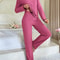 Ribbed Pajamas Set For Women Long Sleeve Top Long Pants 2 Piece Set Autumn Winter Sleepwear 1