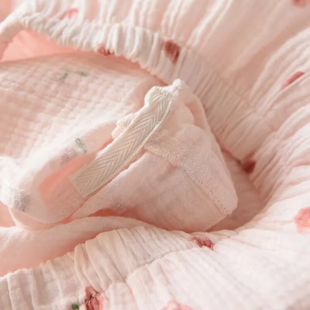 Summer Ladies Shortsleeved Pajamas Set Cotton Crepe Cloth Thin Twopiece Spring And Autumn Loose Sho 5