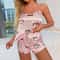 Low Cut Women Ice Silk Pajamas Sleepwear Set Casual Summer Camisole 1
