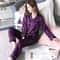 Satin Womens Sleepwear Pajama Set Long Sleeve Button Top Elastic Pants Loungewear 10