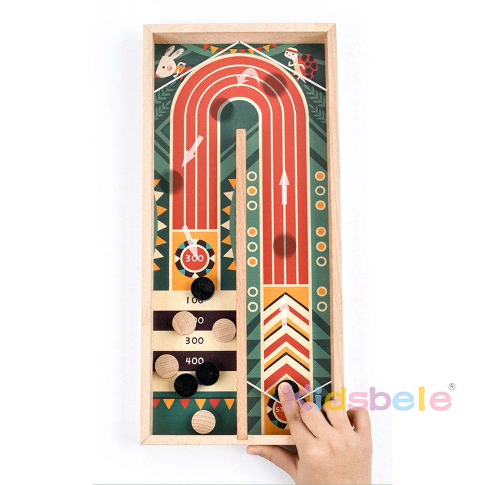 Wooden Board Game Set, Disc Battle Game, Curling Game for Adults, Family Entertainment Interactive