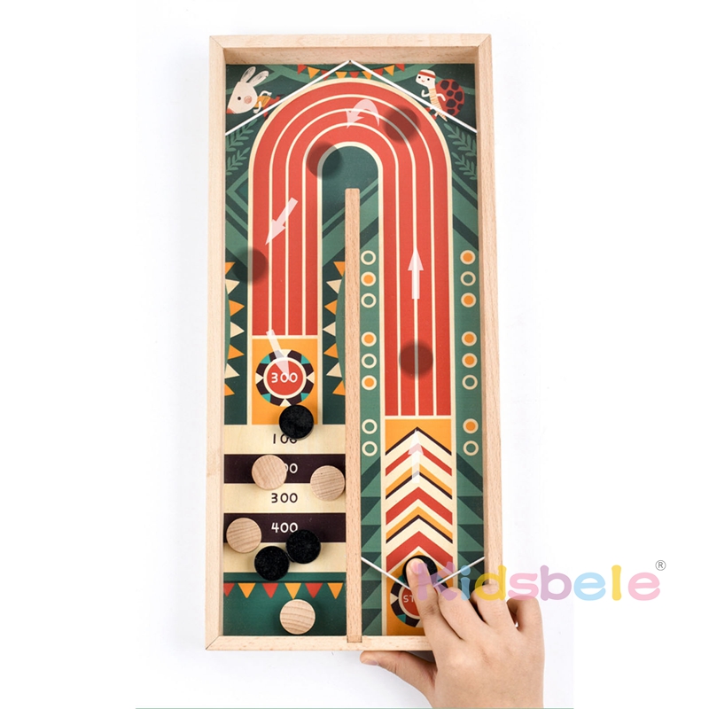 Wooden Board Game Set, Disc Battle Game, Curling Game for Adults, Family Entertainment Interactive