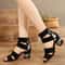 Women's Ethnic Style Embroidered Mid-heel Sandals, Summer Casual Thick Heels, Vintage Open-toed Embroidered Shoes