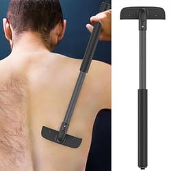 back hair trimmer for men, adjustable back shaver, stretchable handle, sharp stainless steel blade, back razor