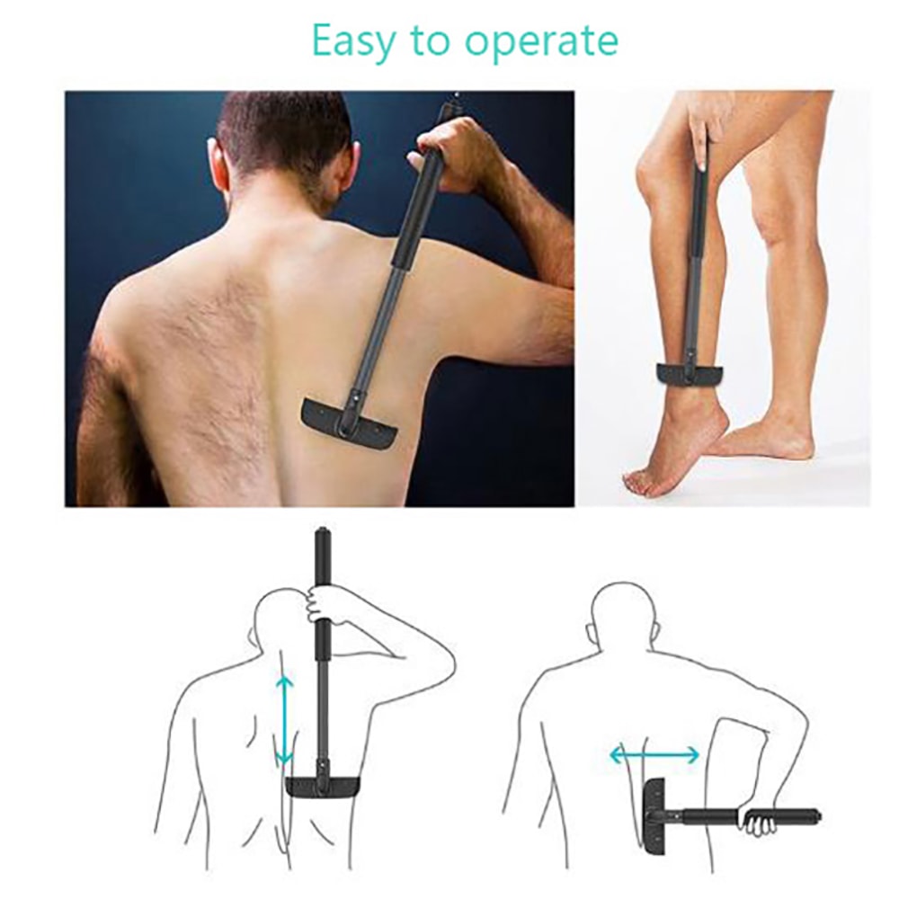 Back Hair Trimmer For Men Adjustable Back Shaver Stretchable Handle Sharp Stainless Steel Blade Bac 1