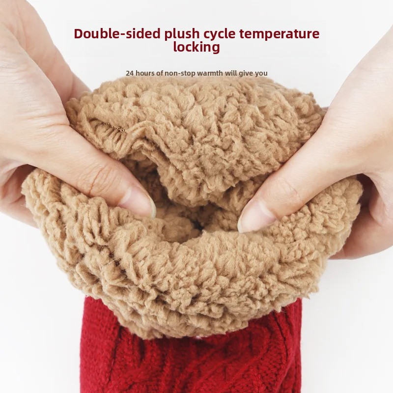 Fleece Lined Winter NonSlip Socks Women Men Snow Socks Soft Velvet Slippers Comfortable Home Wear 4