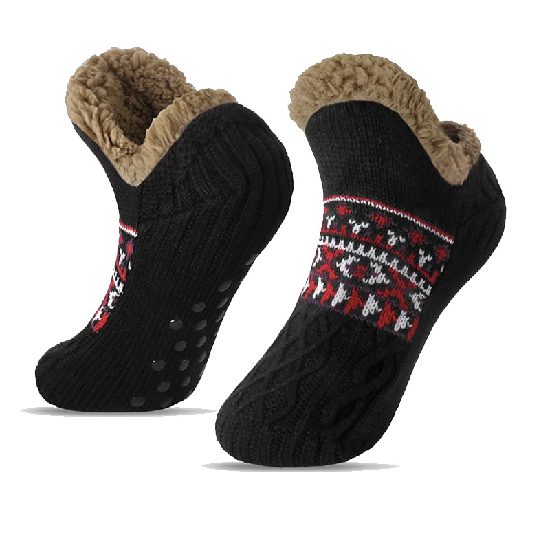 Fleece Lined Winter NonSlip Socks Women Men Snow Socks Soft Velvet Slippers Comfortable Home Wear 9