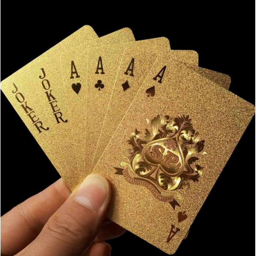 Gold Foil Poker Set Magic, Golden Playing Cards Deck, Gold Plastic Foil Cards, Waterproof Durable Poker Cards