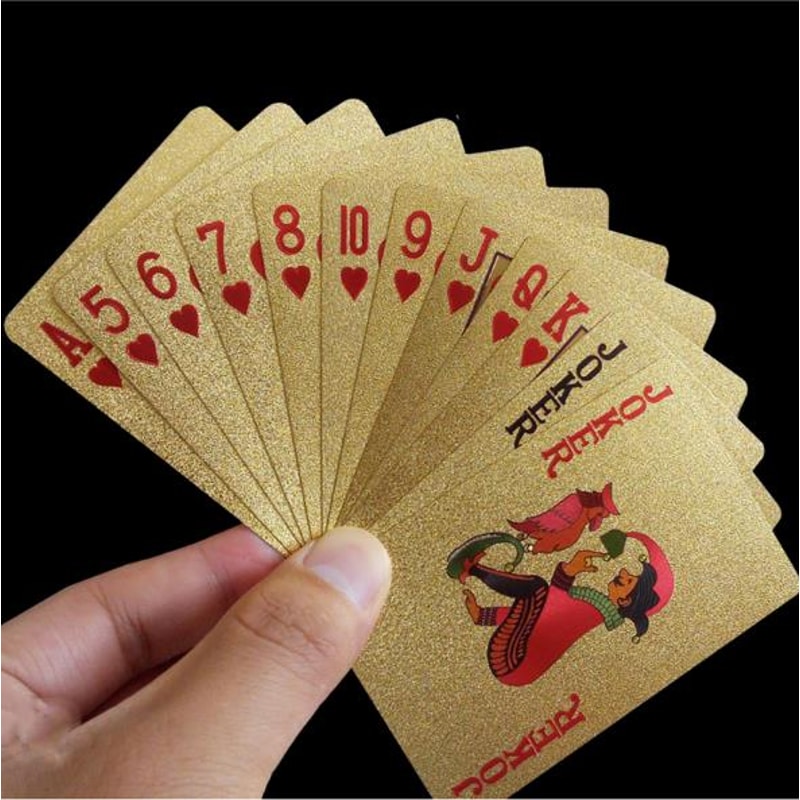 Gold Foil Poker Set Magic, Golden Playing Cards Deck, Gold Plastic Foil Cards, Waterproof Durable Poker Cards