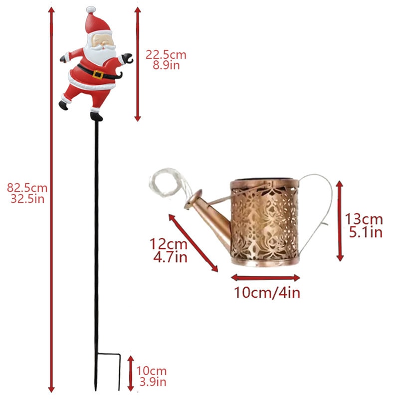 Outdoor Solar Lanterns Watering Can Lamp Christmas Santa Solar Kettle String Light 3