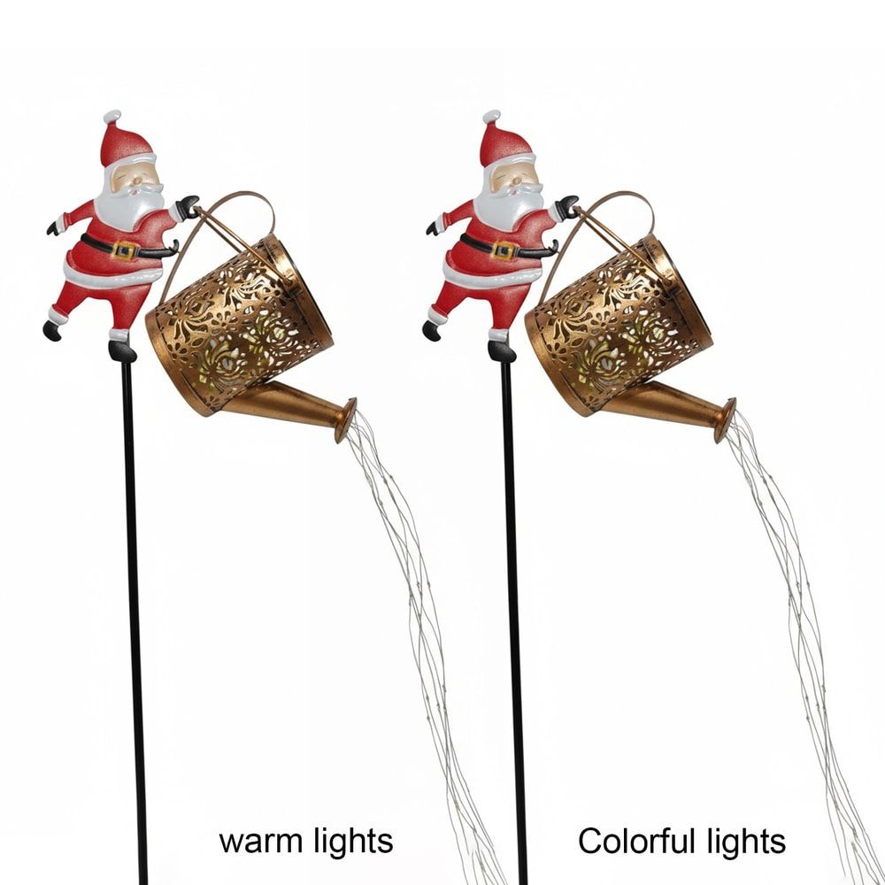 Outdoor Solar Lanterns Watering Can Lamp Christmas Santa Solar Kettle String Light 7