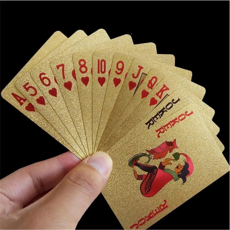 Luxury Gold Foil Poker Cards, Waterproof Magic Cards, Plastic Playing Cards Set for Games