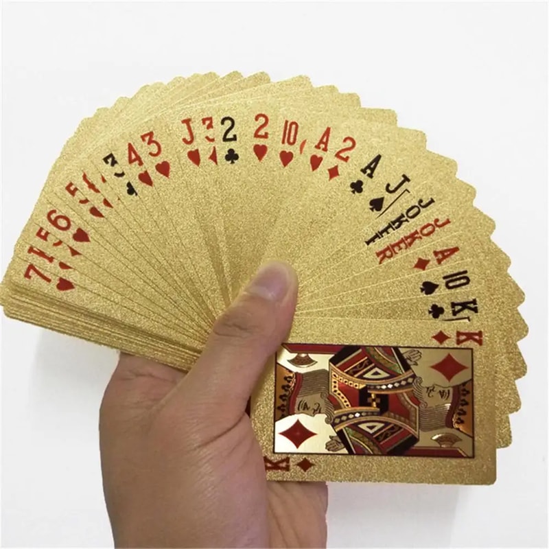 Luxury Gold Foil Poker Cards, Waterproof Magic Cards, Plastic Playing Cards Set for Games