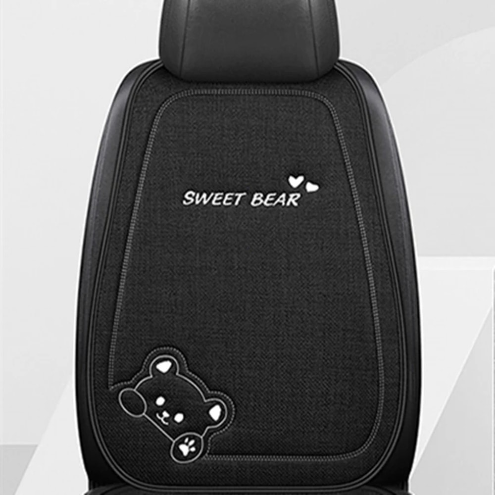 Fashion Luxury Car Seat Cushion Breathable Linen Cartoon Bear Womens Cute Antislip 8