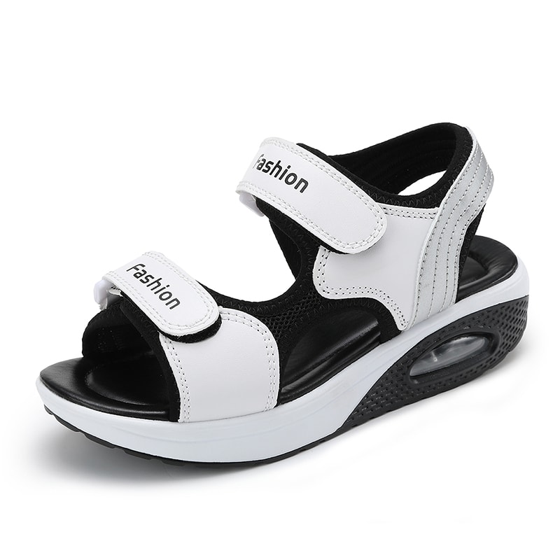 Breathable Wedge Beach Sandals for Women, Casual Leather Sneakers Shoes, Summer Outdoor Sandals