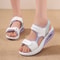 Breathable Wedge Beach Sandals for Women, Casual Leather Sneakers Shoes, Summer Outdoor Sandals