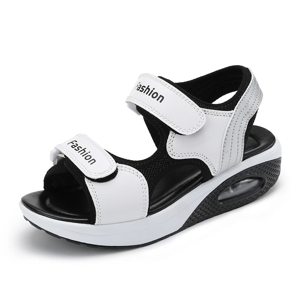 Breathable Wedge Beach Sandals for Women, Casual Leather Sneakers Shoes, Summer Outdoor Sandals