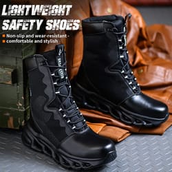 men safety shoes, steel toe work sneakers, lightweight boots, puncture-proof work shoes