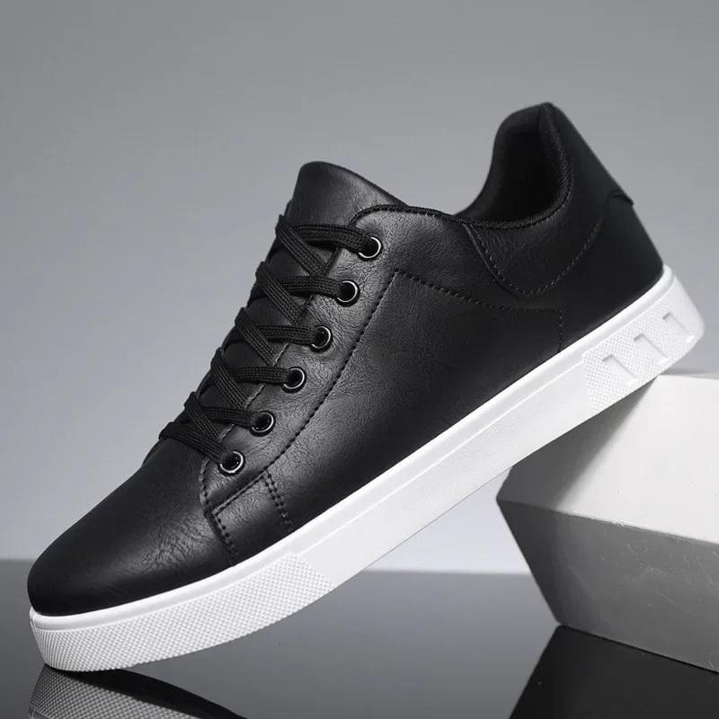 Classic Leather Sneakers for Men, Casual Loafers, British Designer Flats Shoes for Spring Summer, Trendy Leather Shoes
