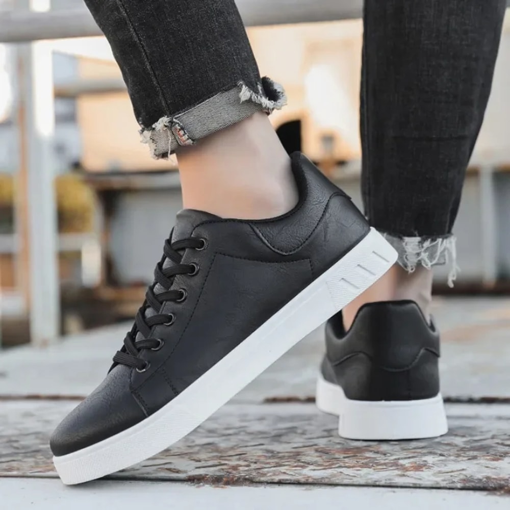 Classic Leather Sneakers for Men, Casual Loafers, British Designer Flats Shoes for Spring Summer, Trendy Leather Shoes