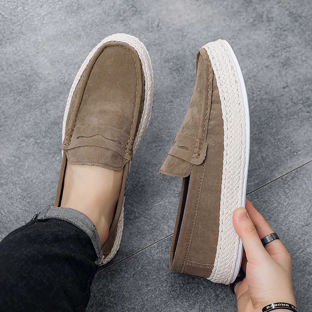 Comfortable Men Slip-on Driving Shoes, Fashion Suede Moccasins, Lightweight Casual Loafers, Breathable Lazy Shoes