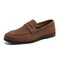 Retro Brown Moccasins for Men, Autumn Suede Loafers, Large Comfort Slip-on Casual Flats for Men