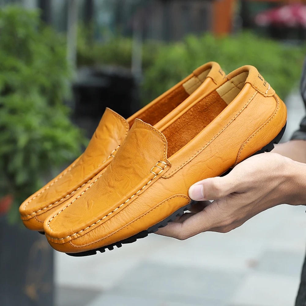 Genuine Leather Breathable Mocasines Casual Loafers Leather Shoes For Men Slip On Italian Driving F 6
