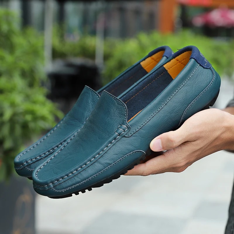Genuine Leather Breathable Mocasines Casual Loafers Leather Shoes For Men Slip On Italian Driving F 5