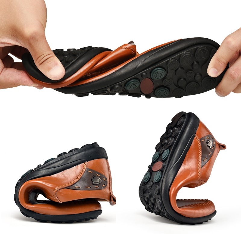 Handmade Genuine Leather Shoes for Men, Casual Walking Loafers, Flat Platform Sneakers