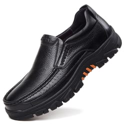 men's genuine leather loafers, soft cowhide casual shoes, black brown slip-on, thick sole male footwear for comfort