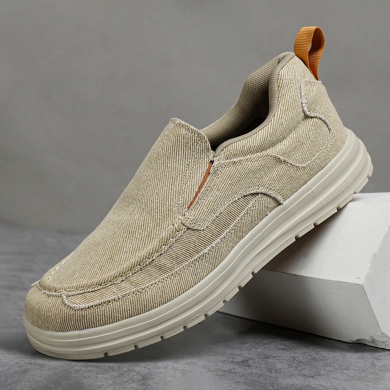 Mens Casual Canvas Shoes Breathable Loafers SlipOn Driving Sneakers Vulcanized Flats For Comfortabl 0