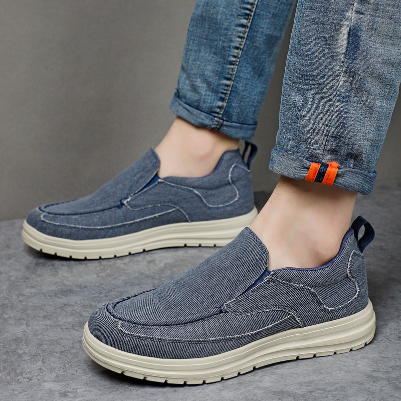 Mens Casual Canvas Shoes Breathable Loafers SlipOn Driving Sneakers Vulcanized Flats For Comfortabl 7