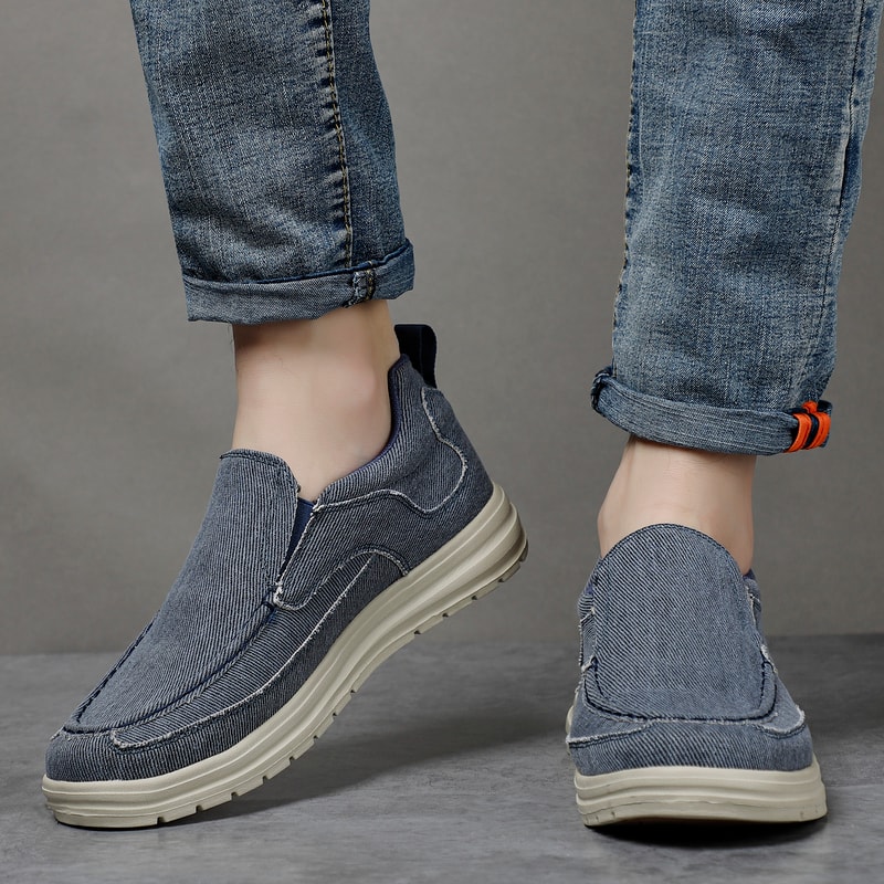 Mens Casual Canvas Shoes Breathable Loafers SlipOn Driving Sneakers Vulcanized Flats For Comfortabl 8