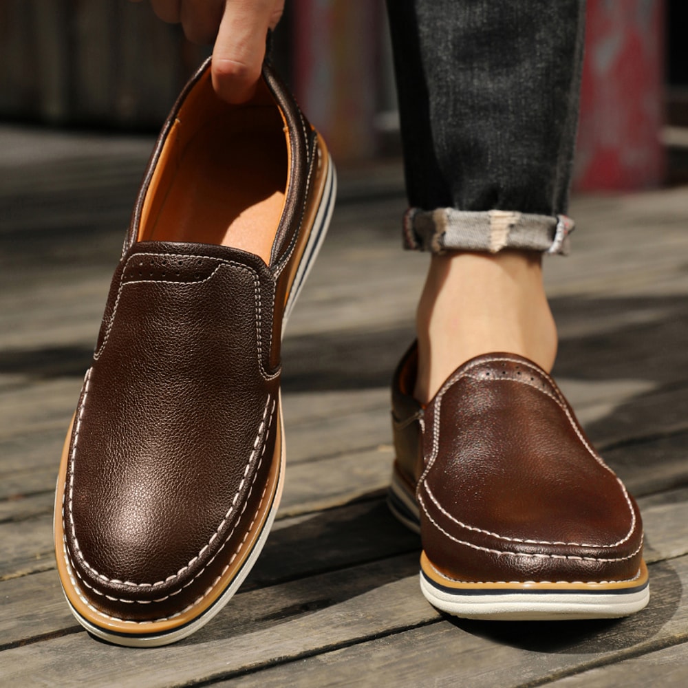 Men Casual Shoes Genuine Leather Driving Flats Fashion Breathable Sneakers Large Size Loafers Outdo 4