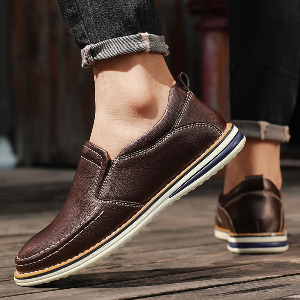 Men Casual Shoes Genuine Leather Driving Flats Fashion Breathable Sneakers Large Size Loafers Outdo 5