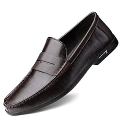 genuine leather loafers for men, breathable casual office shoes, designer slip-on driving shoes for men
