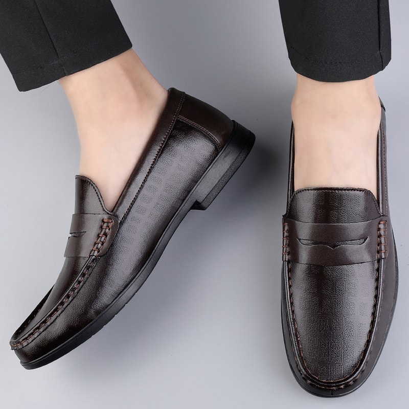 Genuine Leather Loafers for Men, Breathable Casual Office Shoes, Designer Slip-on Driving Shoes for Men