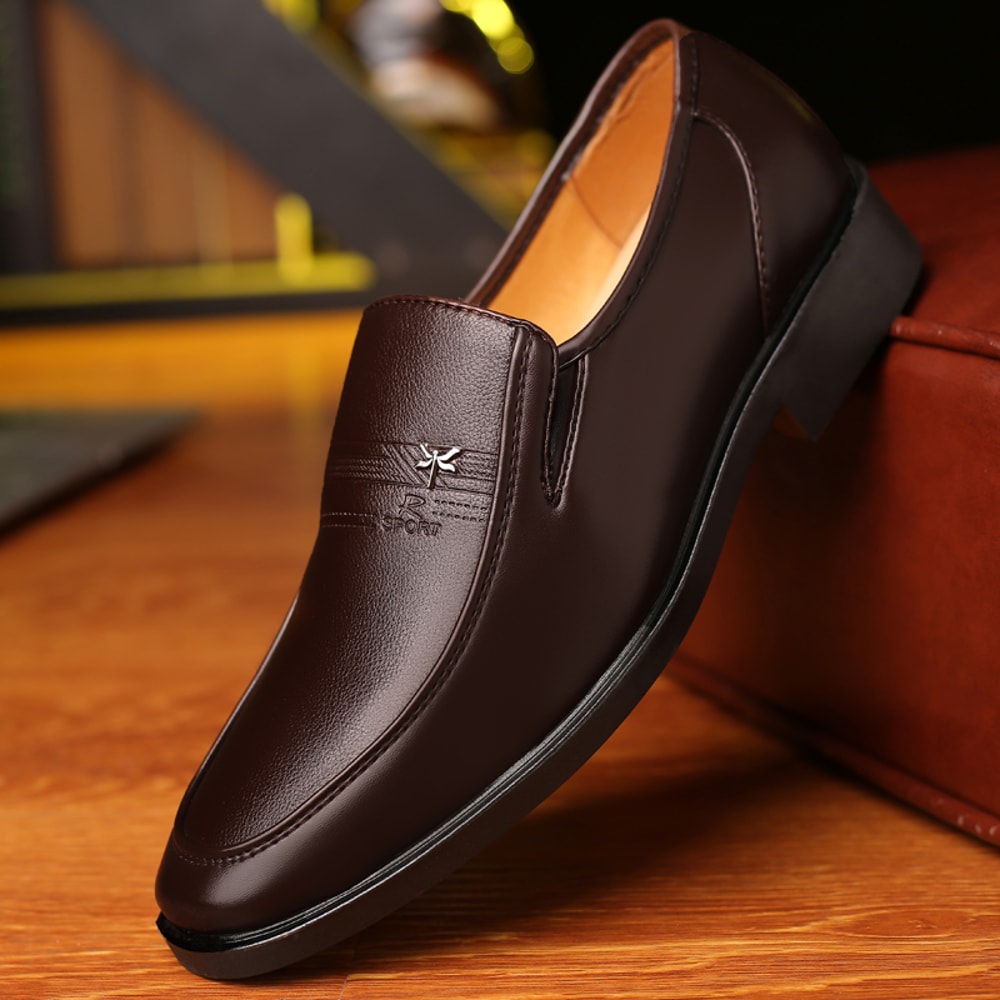 Luxury Brand Leather Shoes, Men's Business Shoes, Slip-on Moccasins, Breathable Black Driving Shoes, Formal Shoes