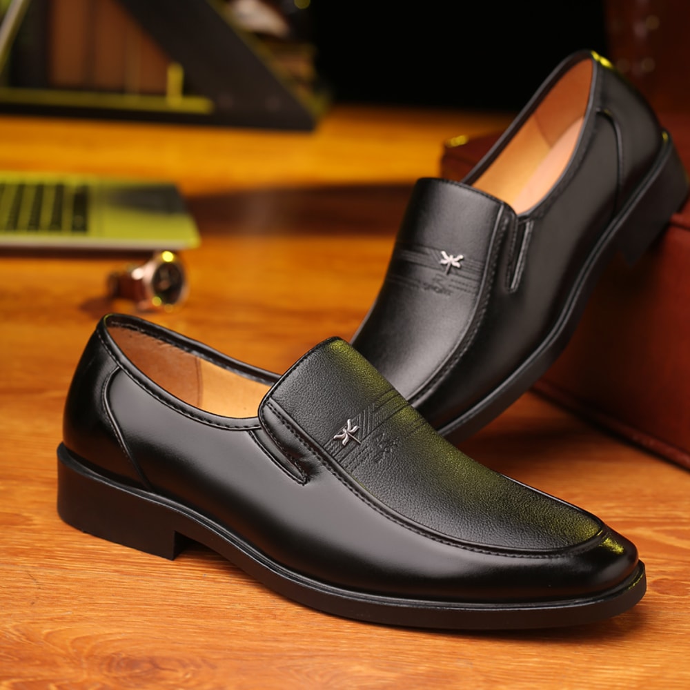 Luxury Brand Leather Shoes, Men's Business Shoes, Slip-on Moccasins, Breathable Black Driving Shoes, Formal Shoes